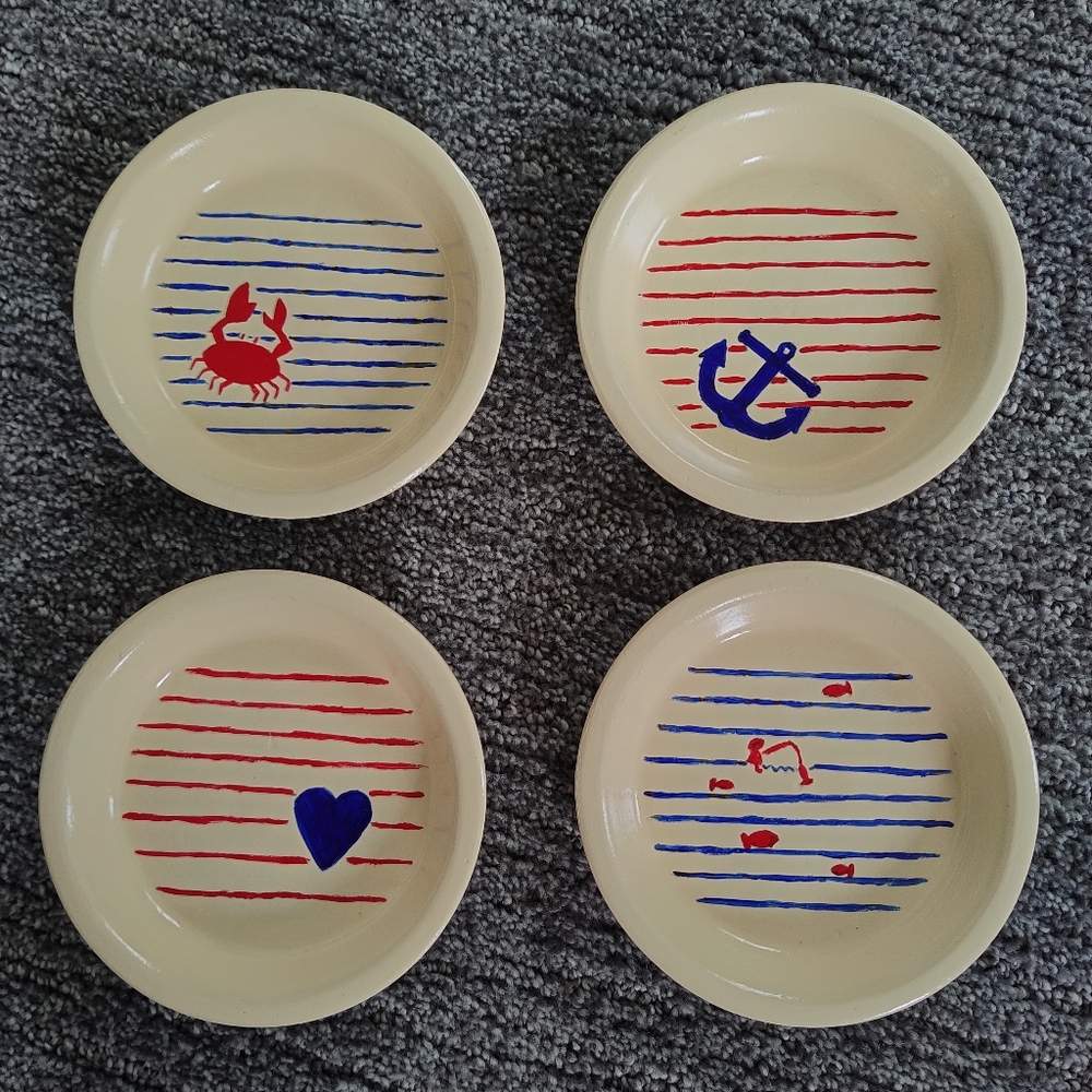 Hand painted coastal dring coasters